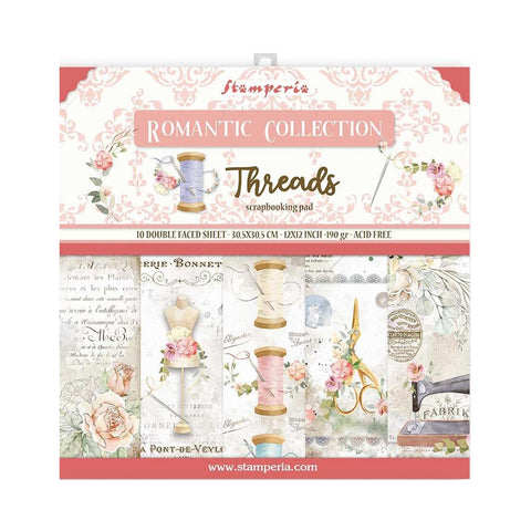 Stamperia Double-Sided Paper Pad 12"X12" 10/Pkg Romantic Threads, 10 Designs/1 Each