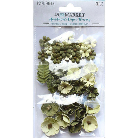 49 And Market -Royal Posies Paper Flowers 49/Pkg Olive