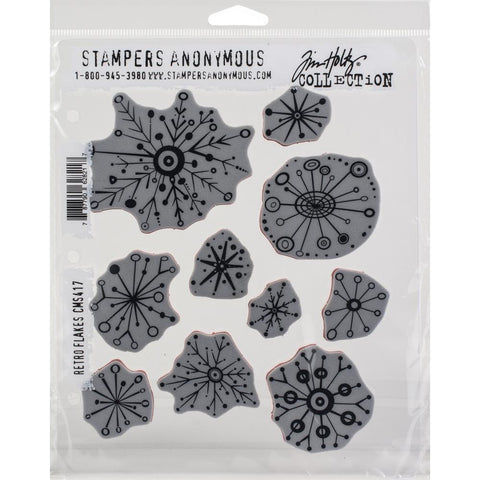 Tim Holtz Cling Stamps 7"X8.5" Retro Flakes