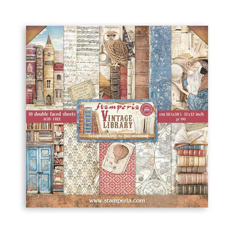 Stamperia Double-Sided Paper Pad 12"X12" 10/Pkg Vintage Library
