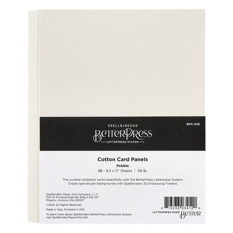 Spellbinders BetterPress Letterpress 8.5"x11" Cotton Sheets Pebble 25/Sheets