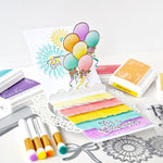 Pinkfresh Studio Stencils 4.25"X5.25" 6/Pkg Ribbons & Balloons Layering