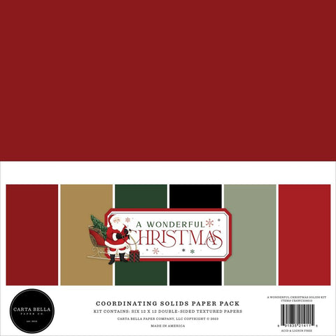 Carta Bella Solids Collection Kit 12"X12" A Wonderful Christmas