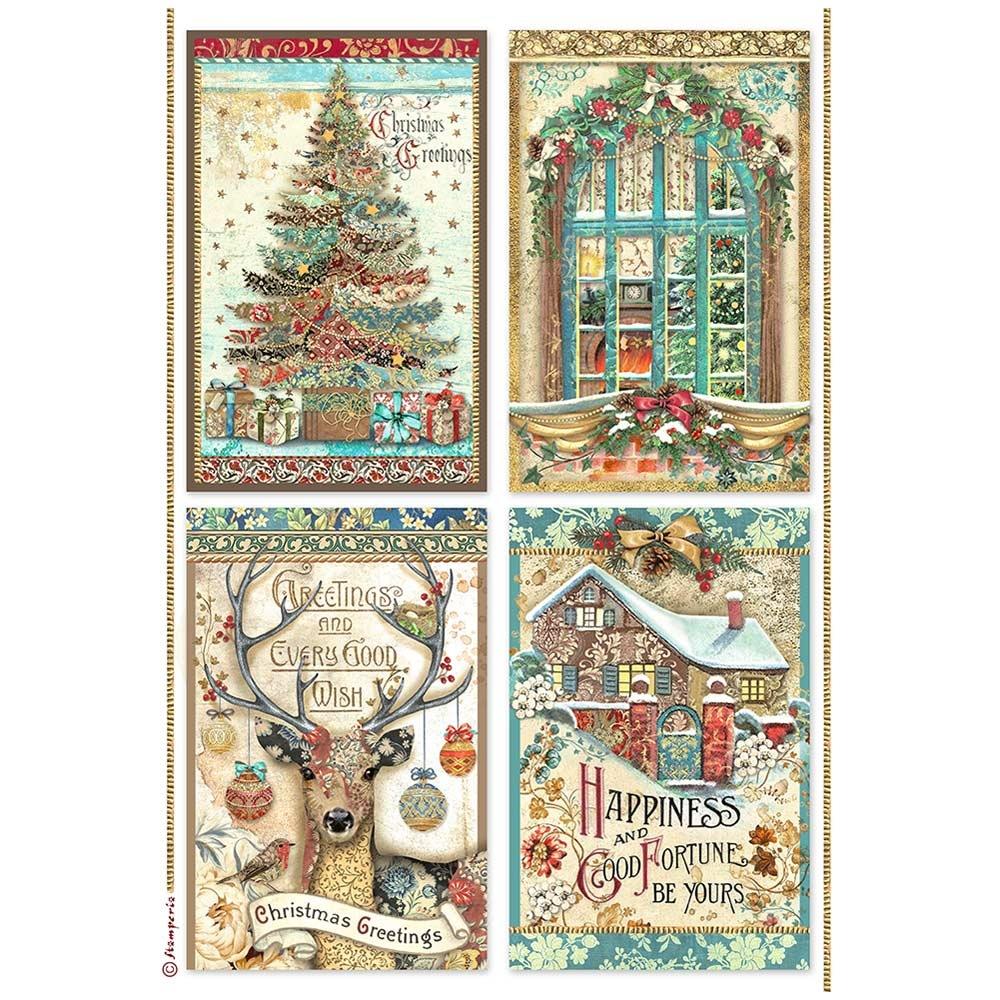 Stamperia Assorted Rice Paper A6 8/Sheets-Christmas Greetings