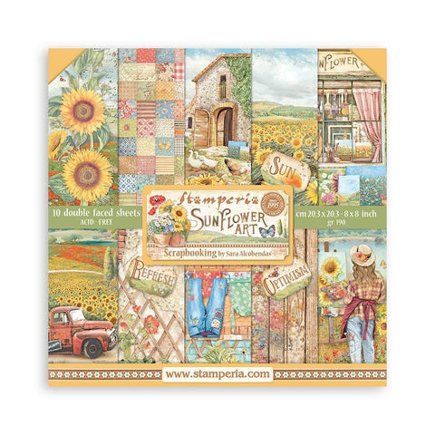 Stamperia Double-Sided Paper Pad 8"X8" 10/Pkg Sunflower Art