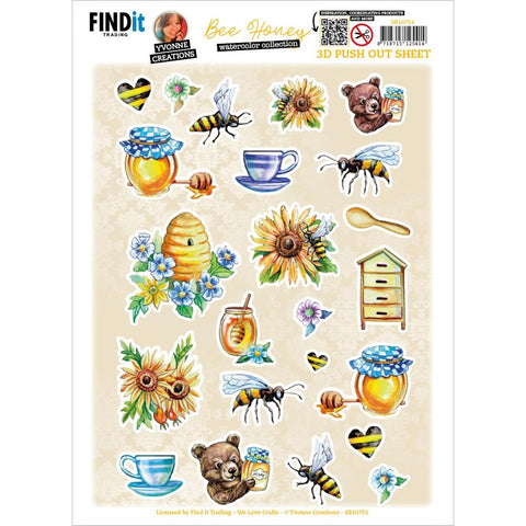 Find It Trading Yvonne Creations Punchout Sheet Bee Honey - Small Elements A