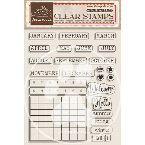 Stamperia Create Happiness Christmas Plus Clear Stamps Christmas Calendar, Monthly