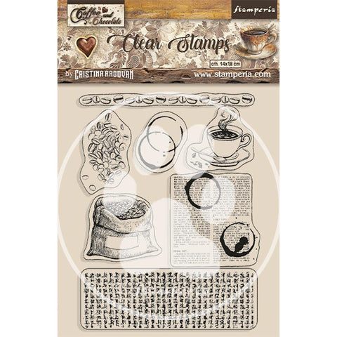 Stamperia Clear Stamps Coffee And Chocolate Coffee Elements