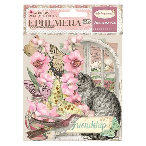 Stamperia Cardstock Ephemera Adhesive Paper Cut Outs Orchids And Cats