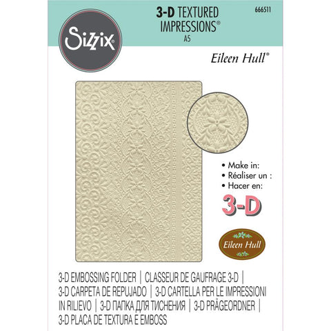 Sizzix 3D Textured Impressions By Eileen Hull A5 Embossing Folder Lace
