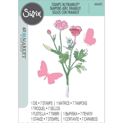 Sizzix Framelits Die & A5 Stamp Set By 49 & Market 8/Pkg