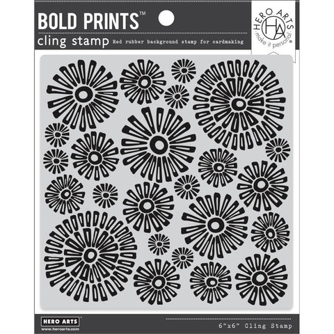 Hero Arts - Cling Stamp 6"X6" Sunburst Flowers Bold Prints