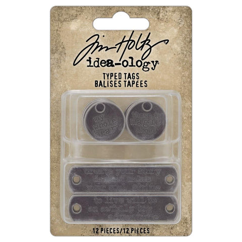 Tim Holtz Idea-Ology - Typed Tags 12 Pieces
