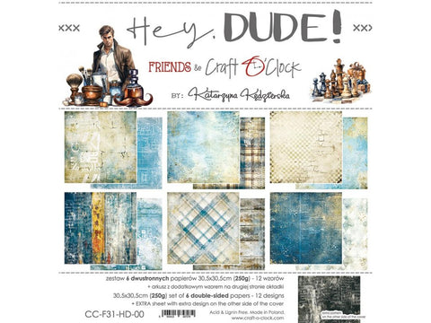 Craft O'Clock - 12"x12" Paper Collection - HEY DUDE!