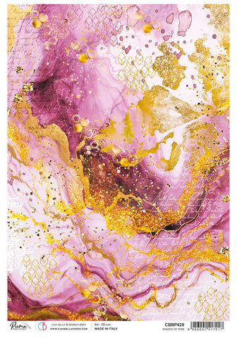 CIAO BELLA - Rice Paper A4 Piuma Shades Of Pink - 1 Sheet