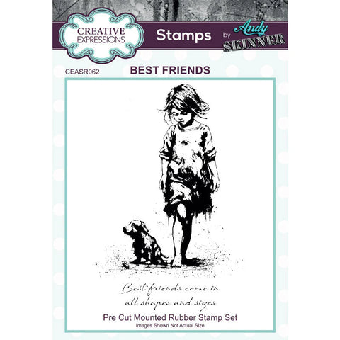 Creative Expressions - Andy Skinner Best Friends 3.5 in x 5.25 in Pre Cut Rubber Stamp