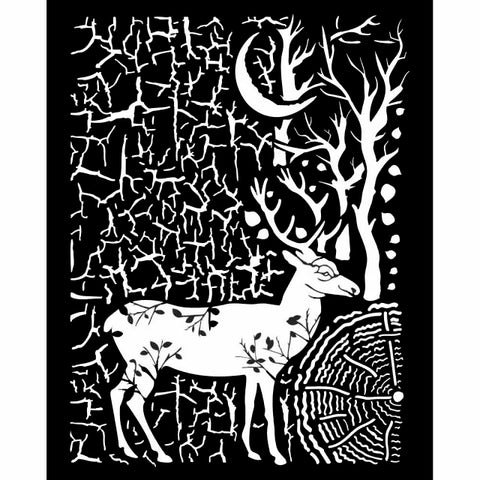 S25 Stamperia Thick stencil cm 20X25 - Cosmos deer and bark
