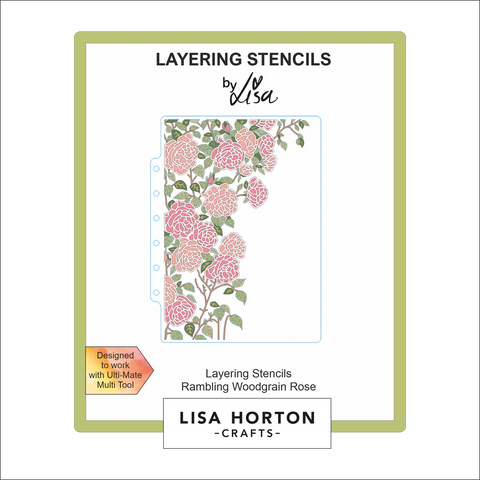 Lisa Horton Crafts Rambling Woodgrain Rose 5x7 Layering Stencils