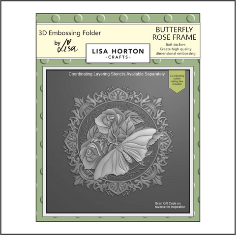 Lisa Horton Crafts - Butterfly Rose Frame 6x6 3D Embossing Folder