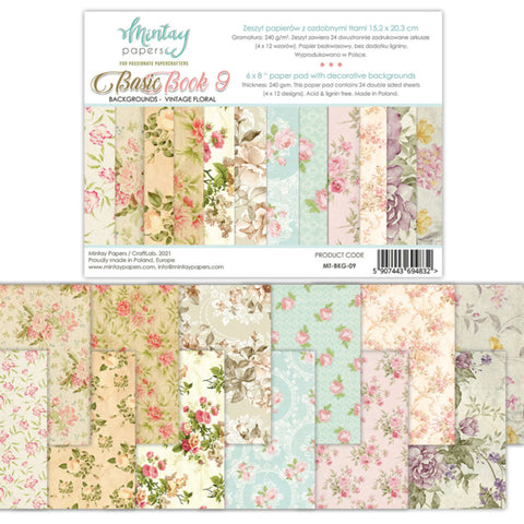 Mintay Papers - 6 X 8 BASIC BOOK - BACKGROUNDS - VINTAGE FLORAL