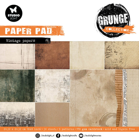 Studio light - Paper Pad Vintage Papers Grunge Collection 36 SH 8 x 8