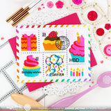 Waffle Flower Postage Collage Birthday Stamp Set