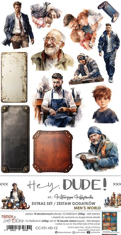 Craft O'Clock Embellishments -HEY DUDE! Extras set Men's World