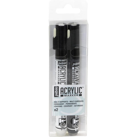 Pebeo Acrylic Marker Set 1.2mm 2/Pkg Black & White