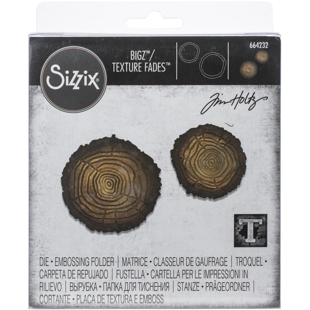 アルバム・スクラップ Sizzix Bigz Dies Voltage 664168 timholtz Sizzix Bigz Die W/Texture Fades By Tim Holtz Mini Tree Rings
