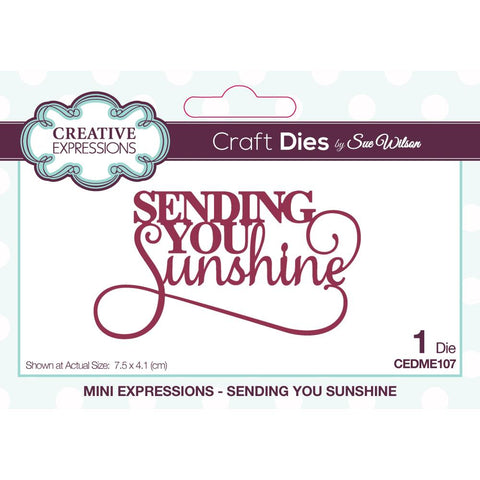 Creative Expressions Craft Dies By Sue Wilson Mini Sentiments Sending You Sunshine
