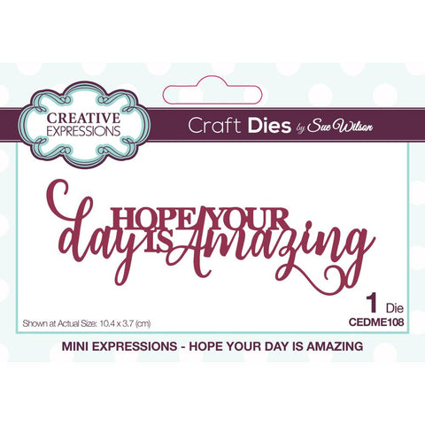 LC Creative Expressions Craft Dies By Sue Wilson Mini Sentiments Hope Your Day Is Amazing