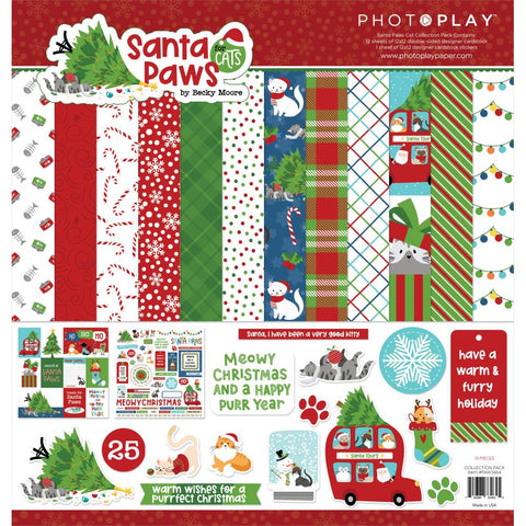 PhotoPlay Collection Pack 12"X12" Santa Paws - Cat
