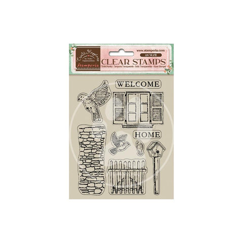 Stamperia Clear Stamps Create Happiness Welcome Home Birds