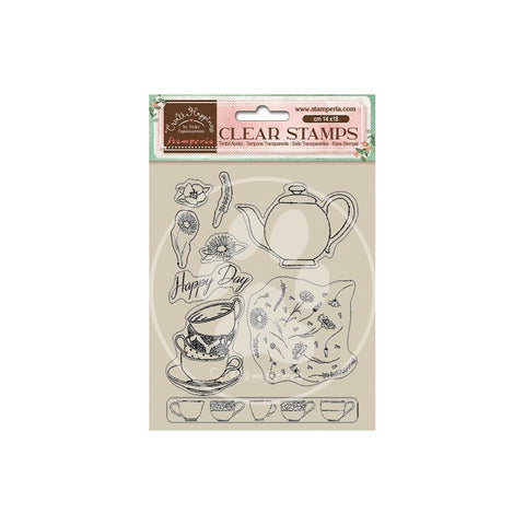 Stamperia Clear Stamps Create Happiness Welcome Home Cups