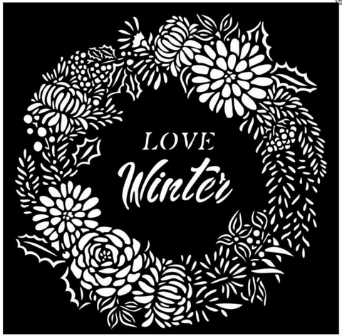 S25 Stamperia Thick stencil cm 18X18 - Christmas Love Winter garland