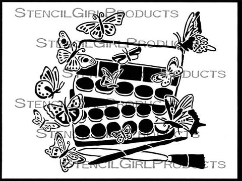 StencilGirl Products Paint Tin and Butterflies