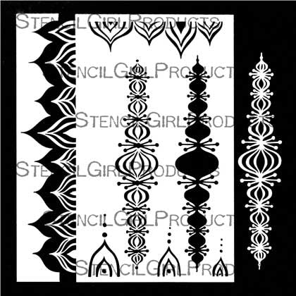 StencilGirl Products Pointed Scalloped Border Stencil & Masks 9"x12"