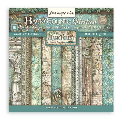 Stamperia Scrapbooking Small Pad 10 sheets cm 20,3X20,3 (8"X8") Backgrounds Selection Magic Forest