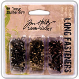 Tim Holtz Idea-Ology - Metal Long Paper Fasteners .4375" 99/Pkg Antique Nickel, Brass & Copper