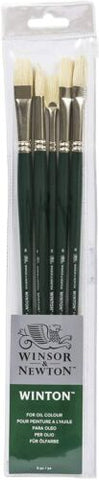Winsor and Newton Winton Brush Sets, Long Handle 5-Brush Zipper Set