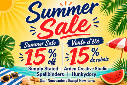 Summer Sale / Vente d'été - 15 % off / 15 % de rabais