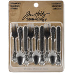 Tim Holtz Idea-Ology -Metal Adornments 2.5" 9/Pkg Antique Nickel Silverware