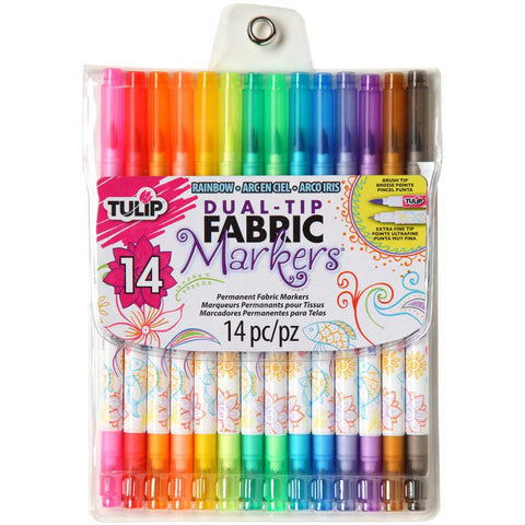 Tulip Dual-Tip Fabric Marker Set 14pc Assorted Colors