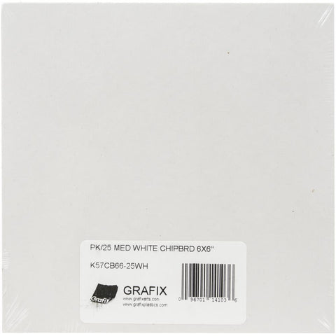 Grafix Medium Weight Chipboard Sheets 6"X6" 25/Pkg White