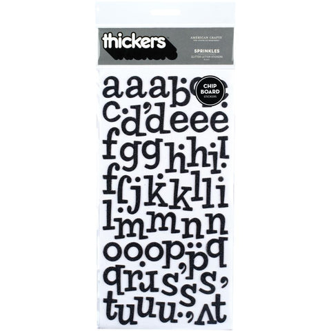 American Crafts Chipboard Alphabet Stickers - Sprinkles-Black Glitter, 133/Pkg