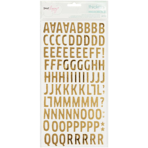 American Crafts Fine & Dandy Thickers Alpha Stickers 5.5"X11" 202/Pkg Woodland/Gold Foiled Foam