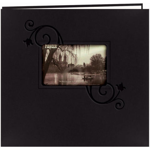 Pioneer Embossed Leatherette Post Bound Album 12"X12" Black W/Floral