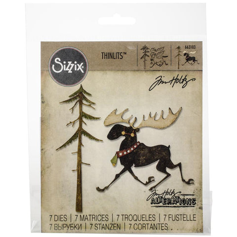 Sizzix Thinlits Dies By Tim Holtz 7/Pkg Merry Moose