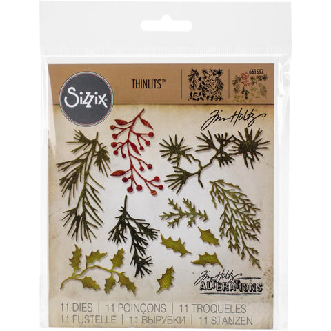Sizzix Thinlits Dies By Tim Holtz 11/Pkg Mini Holiday Greens