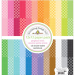Doodlebug Petite Prints Double-Sided Cardstock 12"X12" 24/Pk Gingham-Linen Rainbow, 24 Designs/1 Each